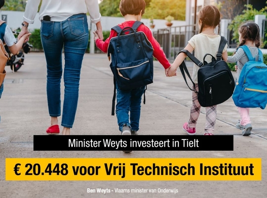 Minister Weyts investeert € 20.448 in Vrij Technisch Instituut in Tielt