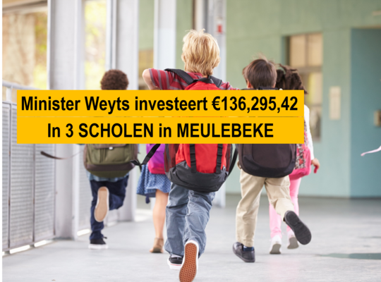 Minister Weyts investeert €136.295,42 in 3 scholen in Meulebeke