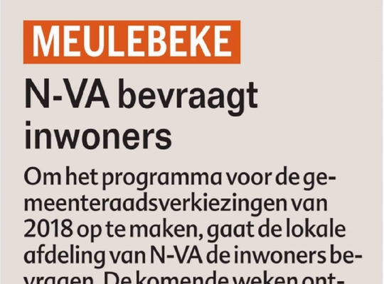 N-VA Meulebeke bevraagt haar inwoners